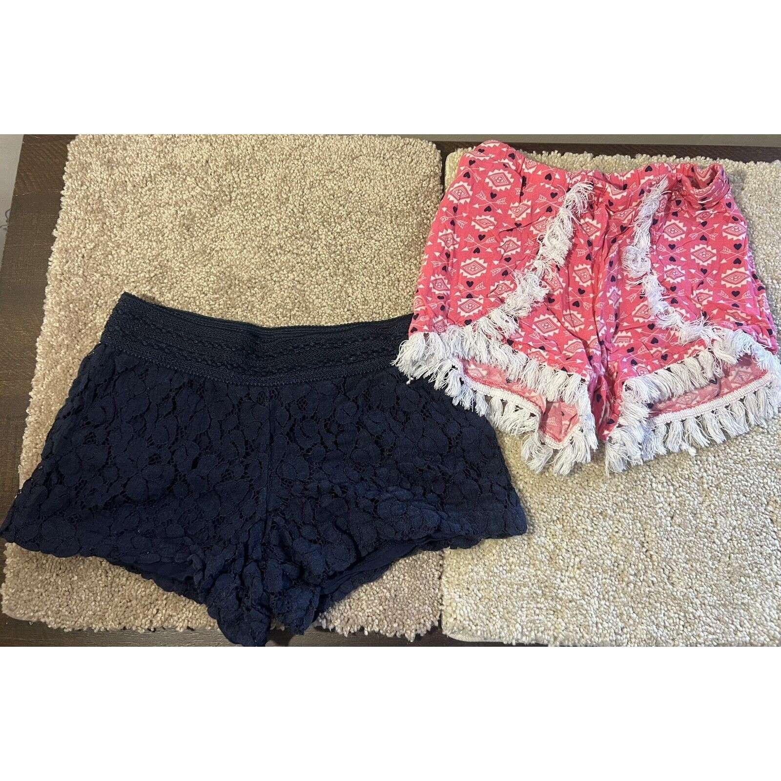 Girls Shorts Size 8 Justice Route 66 Pink Blue Stretch